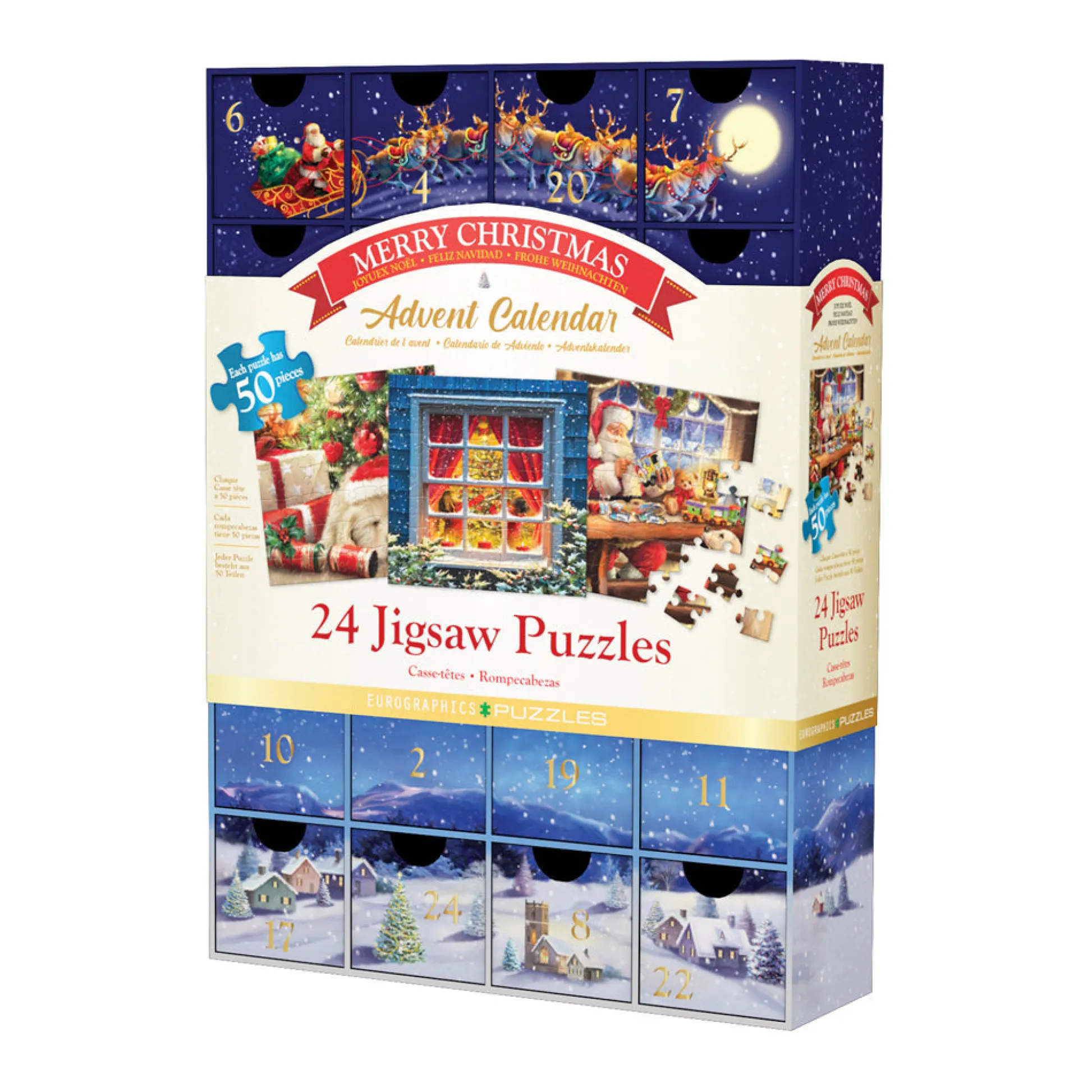AreYouGame Eurographics Merry Christmas 24-Pack Jigsaw Puzzles - 50 pc Each* Puzzles