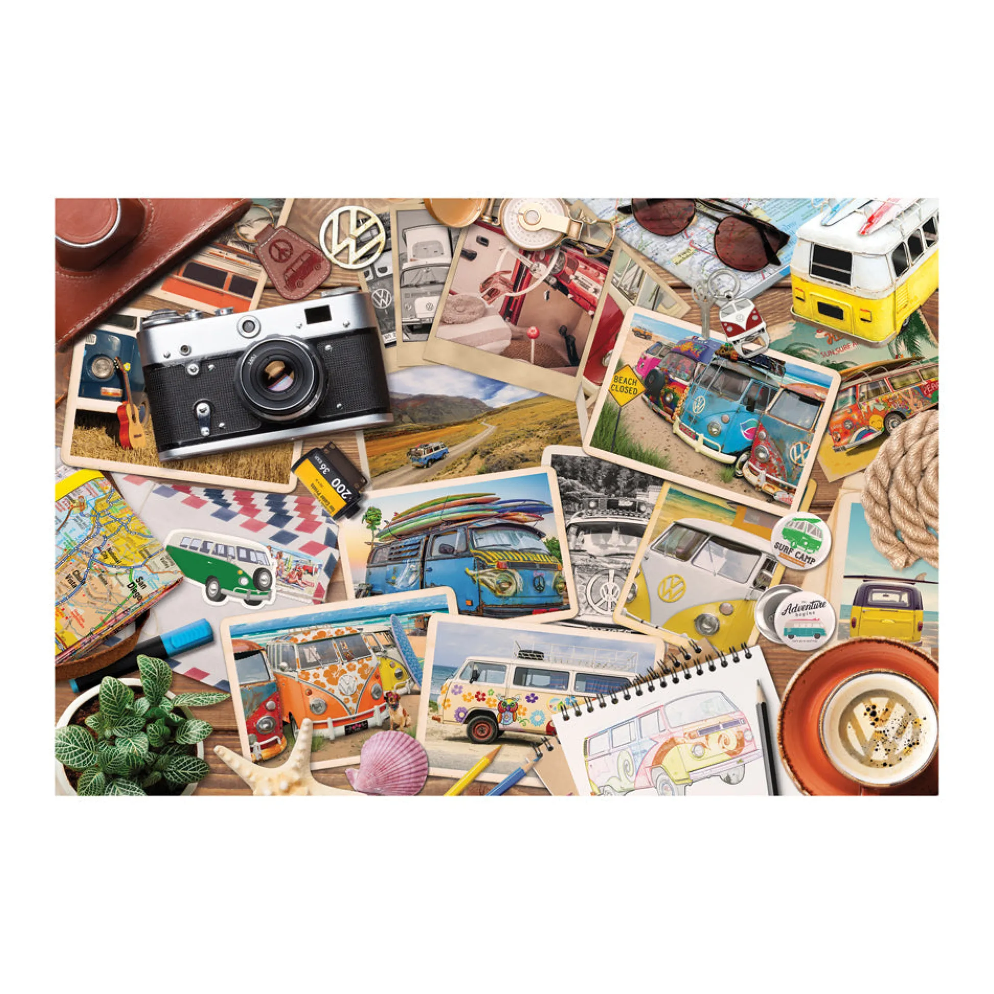 AreYouGame Eurographics VW Road Trips Collectible Bus-Shaped Tin Puzzle - 550 pc* Puzzles