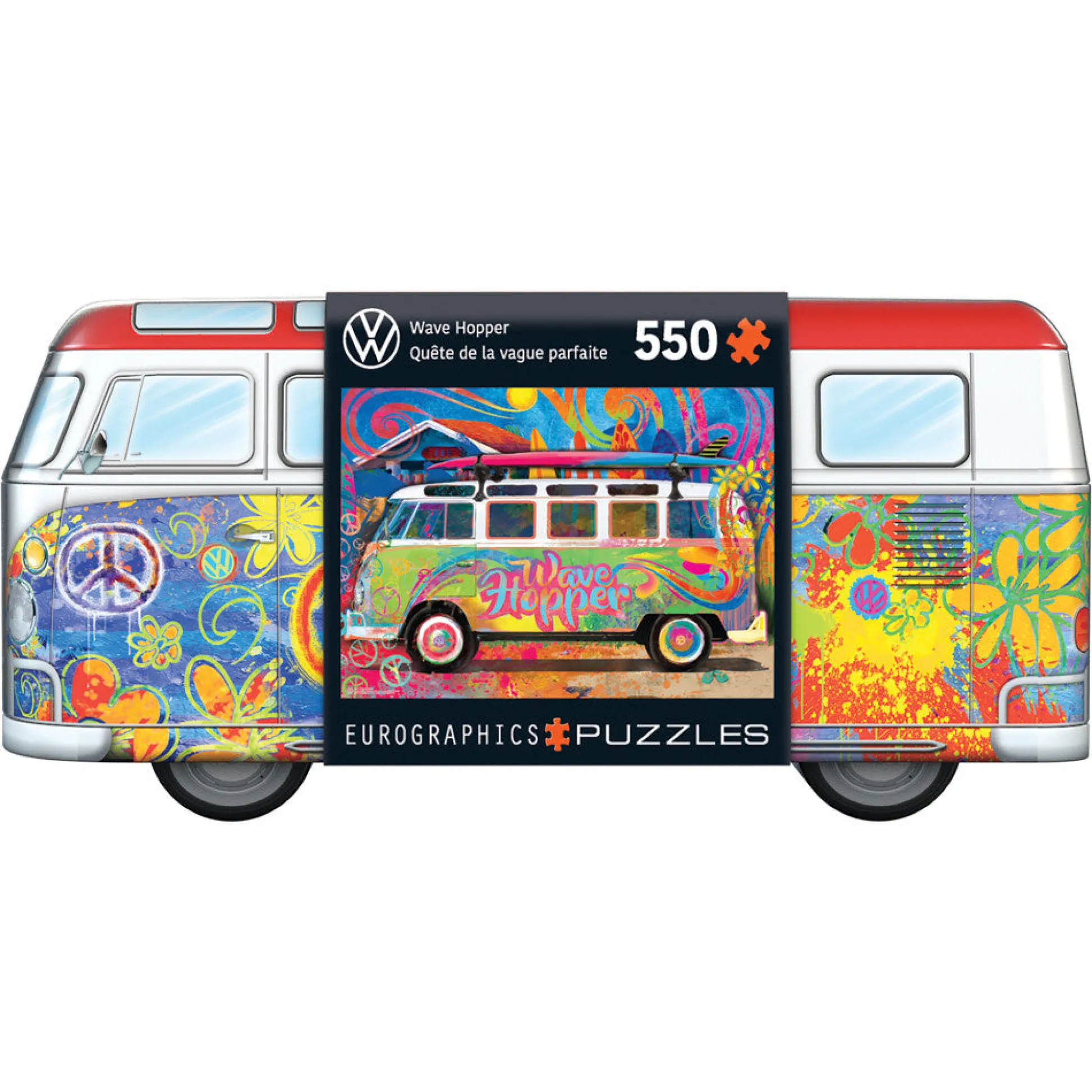 AreYouGame Eurographics VW Wave Hopper Collectible Bus-Shaped Tin Puzzle - 550 pc* Puzzles