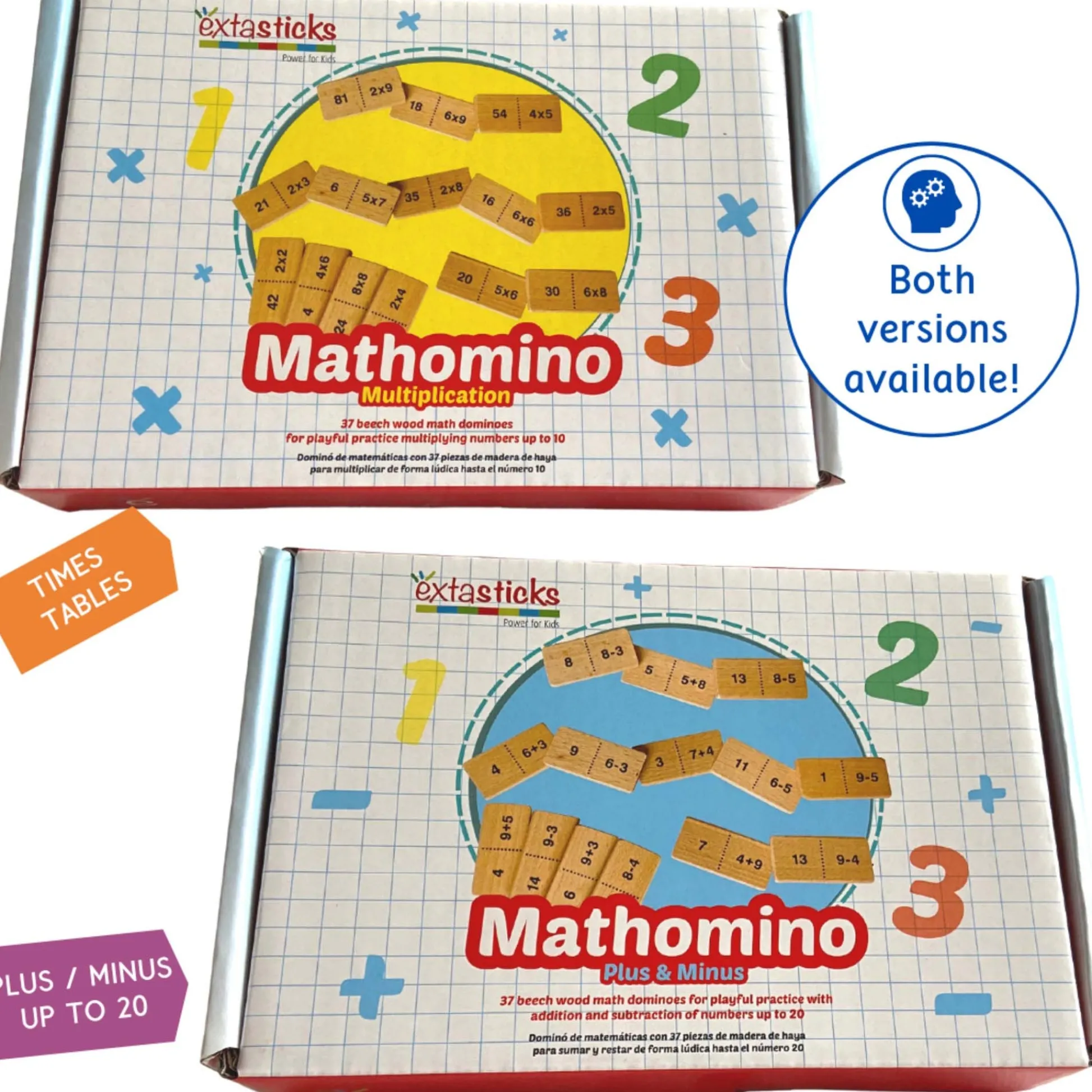 Educators Resource Extasticks Mathomino Plus & Minus Wooden Math Domino Game* Math Toys|Math, Counting & Time