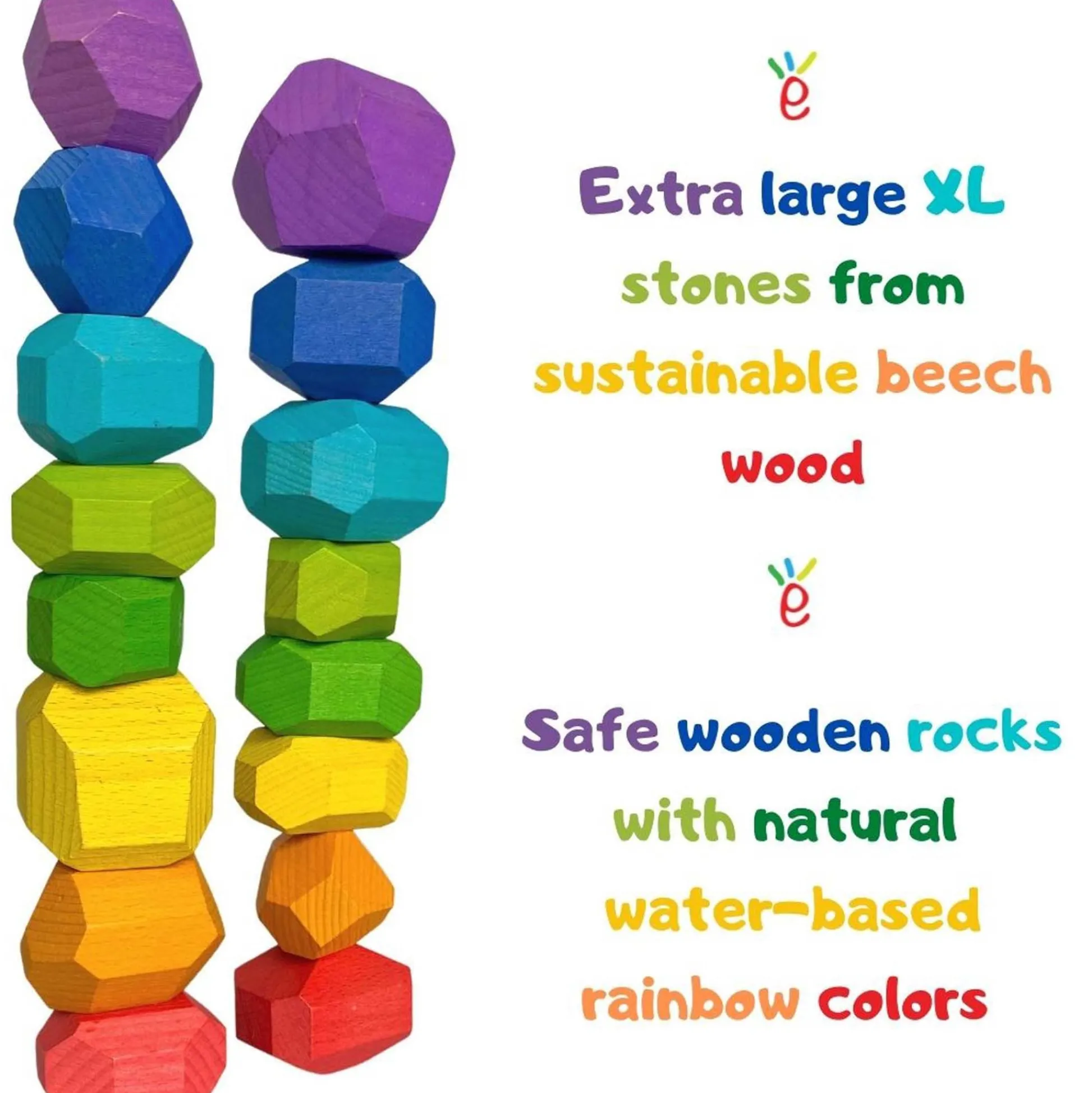 Educators Resource Extasticks Stackalino XL Wooden Balancing Stacking Rocks Set* Wood & Jumbo Blocks