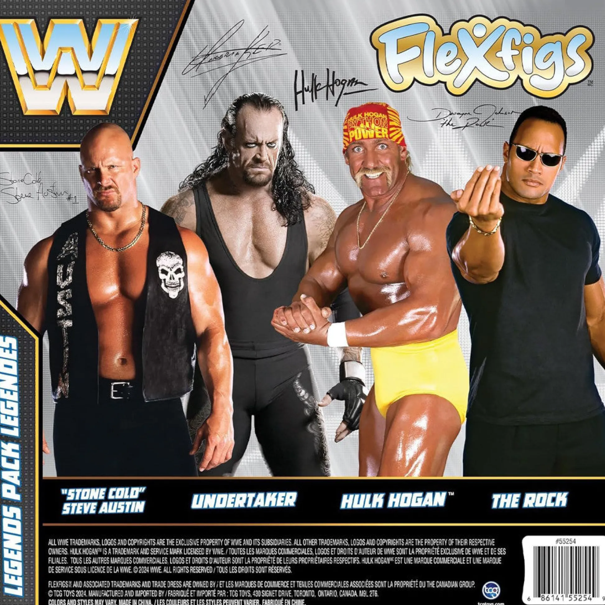 Flat River Group FleXfigs WWE Legends 4-7 inch Articulated Action Figures - The Rock, Hulk Hogan, Stone Cold, Undertaker* Collectible Figures & Playsets