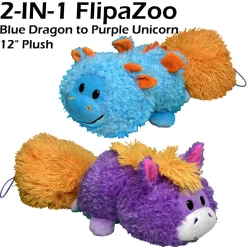 Flat River Group FlipaZoo Magic Tails 2-in-1 Plush - Blue Dragon to Purple Unicorn* Stuffed Animals|Stuffed Animals & Plush Toys