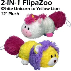 Flat River Group FlipaZoo Magic Tails 2-in-1 Plush - White Unicorn to Yellow Lion* Stuffed Animals|Stuffed Animals & Plush Toys