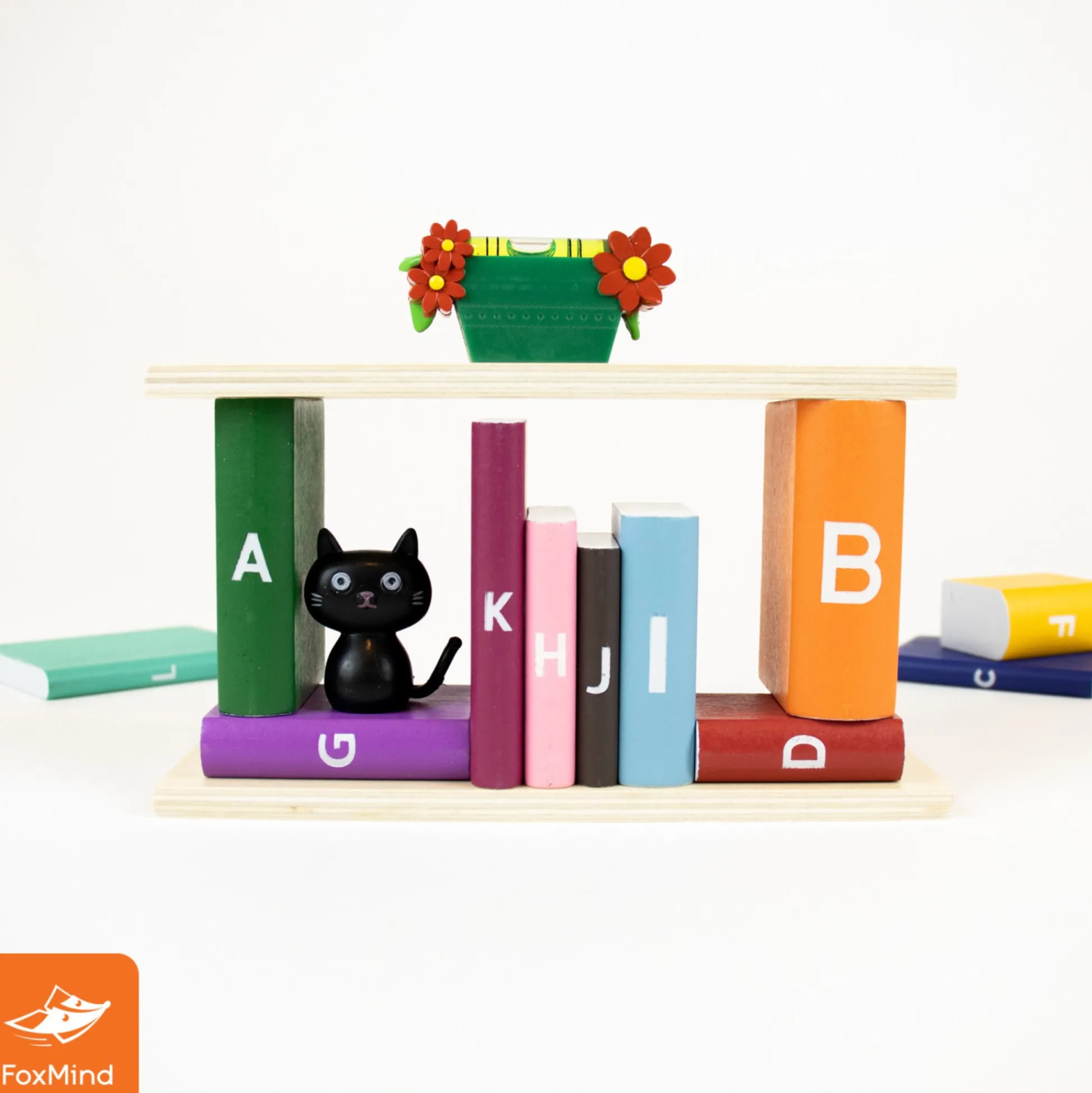 Flat River Group FoxMind By The Book 3D Wooden Stacking Puzzle - 40 Challenges* Puzzles