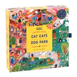 AreYouGame Furry Friends Fiesta Double-Sided Cat Cafe & Dog Park Jigsaw Puzzle - 500 pc* Puzzles