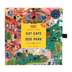 AreYouGame Furry Friends Fiesta Double-Sided Cat Cafe & Dog Park Jigsaw Puzzle - 500 pc* Puzzles