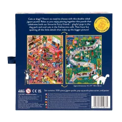 AreYouGame Furry Friends Fiesta Double-Sided Cat Cafe & Dog Park Jigsaw Puzzle - 500 pc* Puzzles