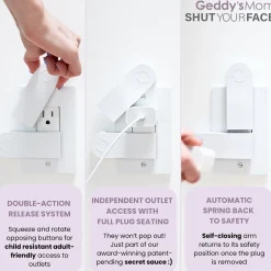 Flat River Group Geddy's Mom: Shut Your Face - White Self-Closing Outlet Safety Cover* Developmental Toys