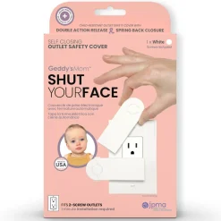 Flat River Group Geddy's Mom: Shut Your Face - White - Self-Closing Outlet Safety Cover* Developmental Toys