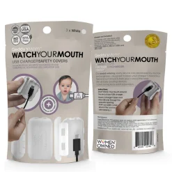 Flat River Group Geddy's Mom Watch Your Mouth - Baby Proofing USB Charger Safety Cover - White 3 Pack* Developmental Toys