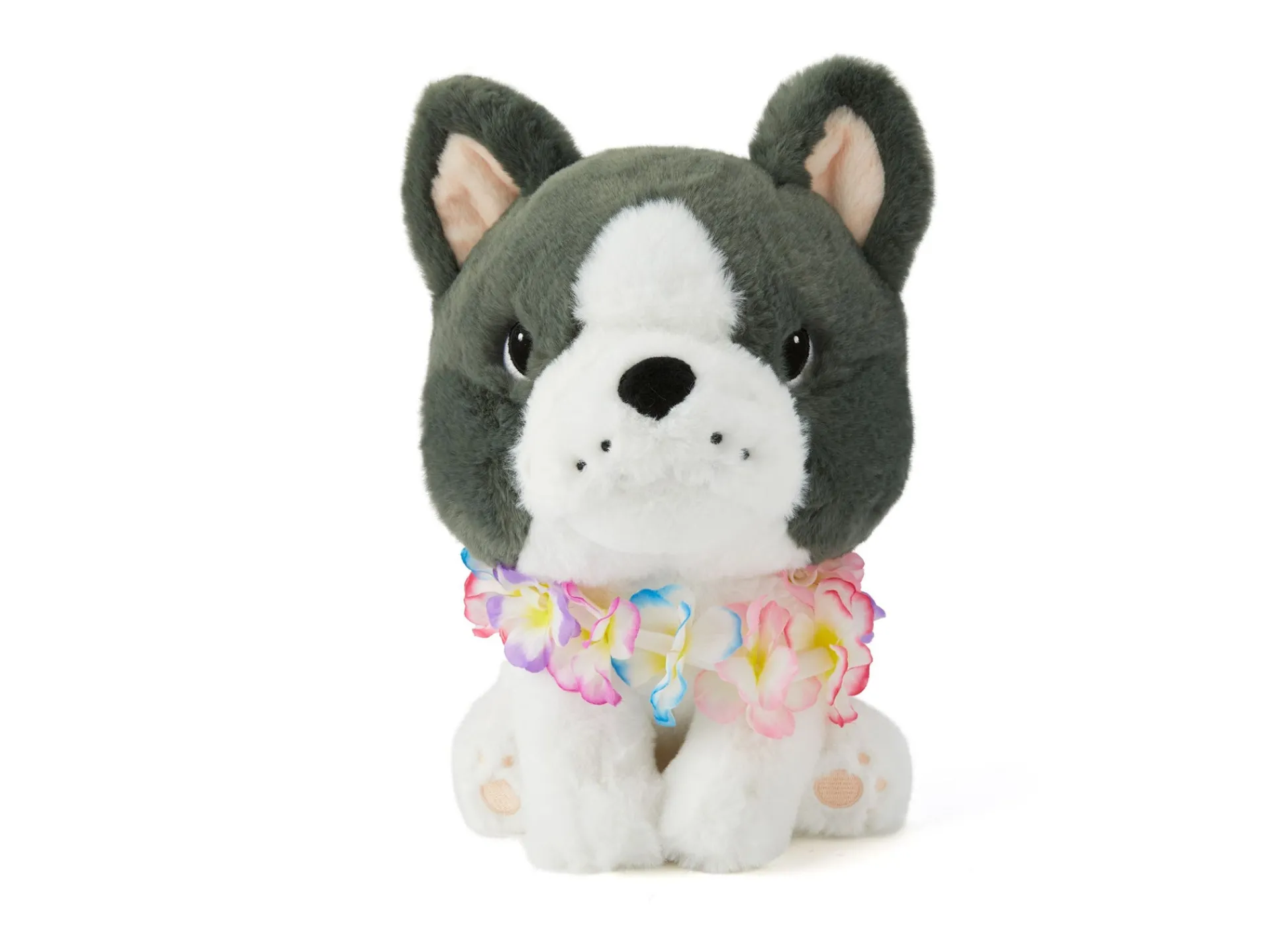 Macy's - Supplier Geoffrey's Toy Box 10-Inch Plush French Bull Dog with Tropical Lei - Grey* Stuffed Animals|Stuffed Animals & Plush Toys