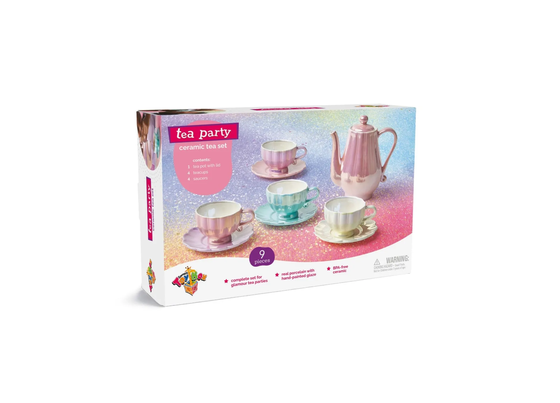 Macy's - Supplier Geoffrey's Toy Box 9-Piece Ceramic Tea Party Set - Pastel Colors* Kitchens & Play Food|Dress Up