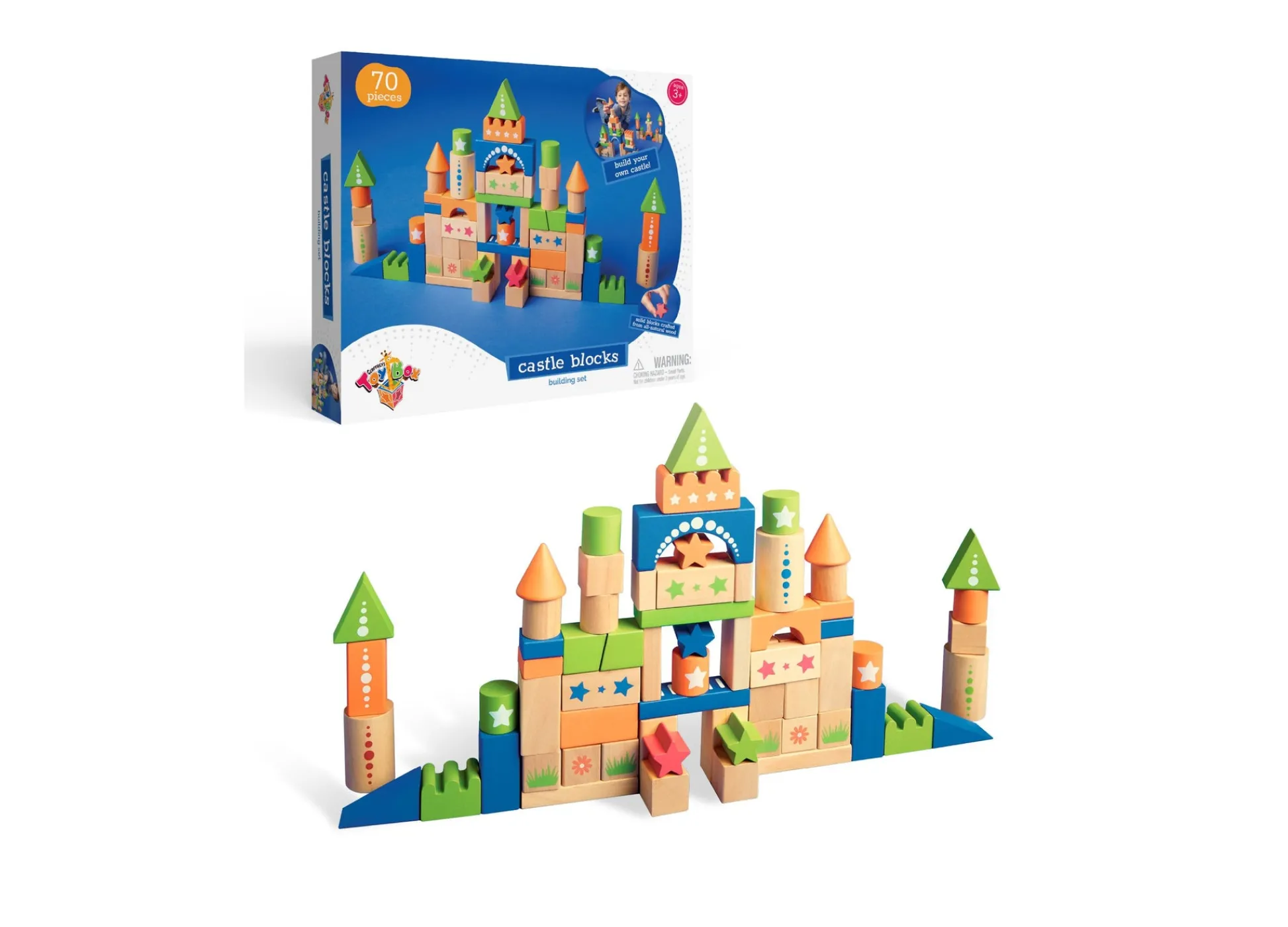 Macy's - Supplier Geoffrey's Toy Box 70-Piece Wooden Castle Building Set - Exclusive at Macy's* Wood & Jumbo Blocks