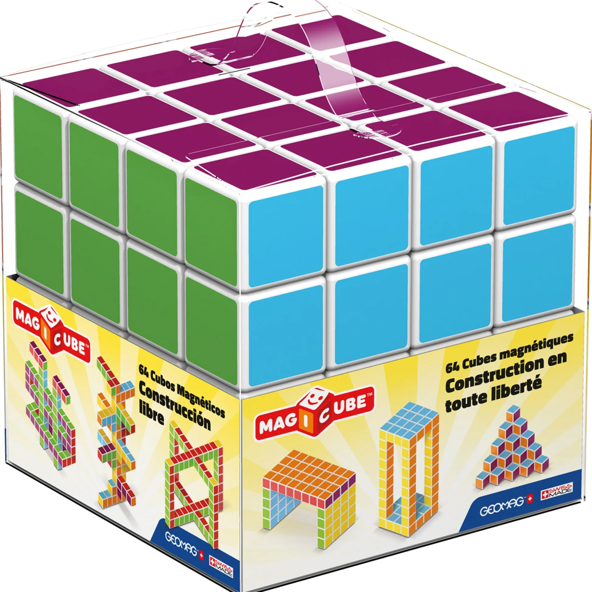 Educators Resource Geomag Magicube 64-Piece Multicolor Free Building Set - Creative Magnetic Blocks* Magnetic Tiles & Building Sets