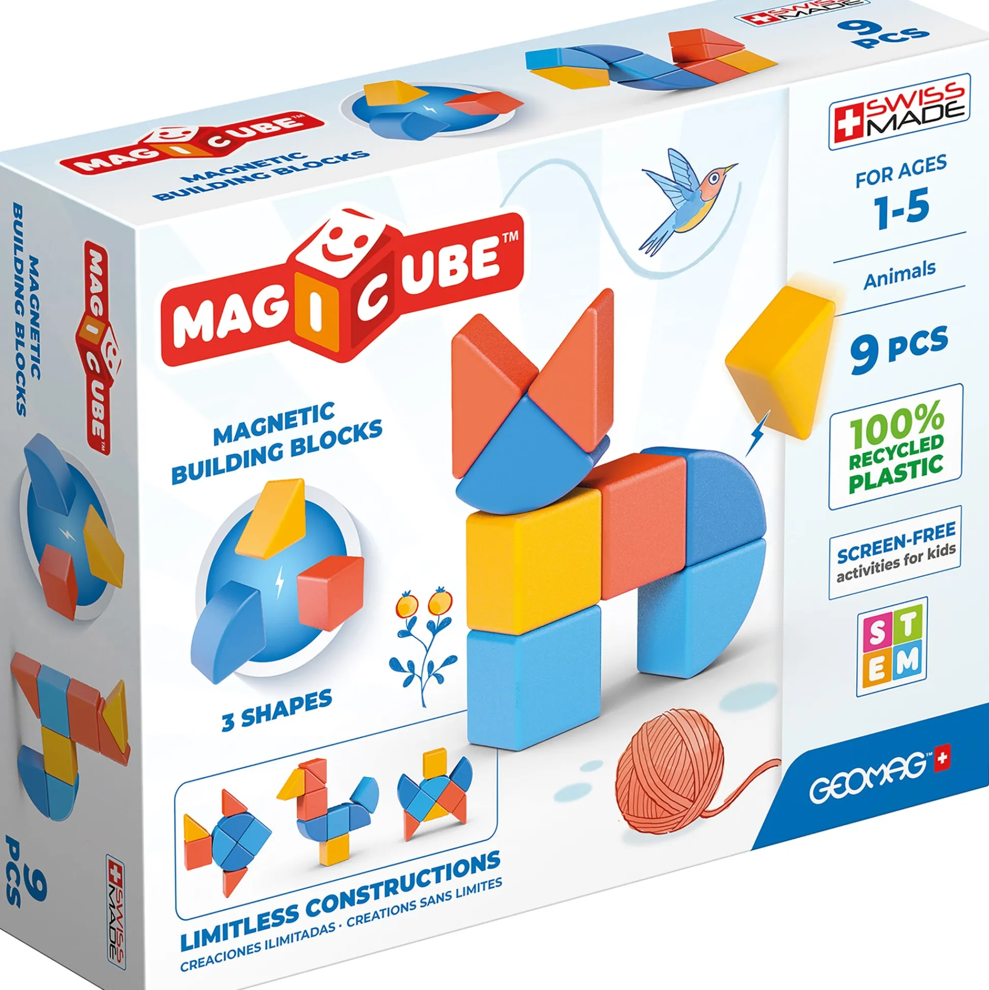 Educators Resource Geomag Magicubes 9-Piece Recycled Shapes Set - STEM Building Blocks* Magnetic Tiles & Building Sets