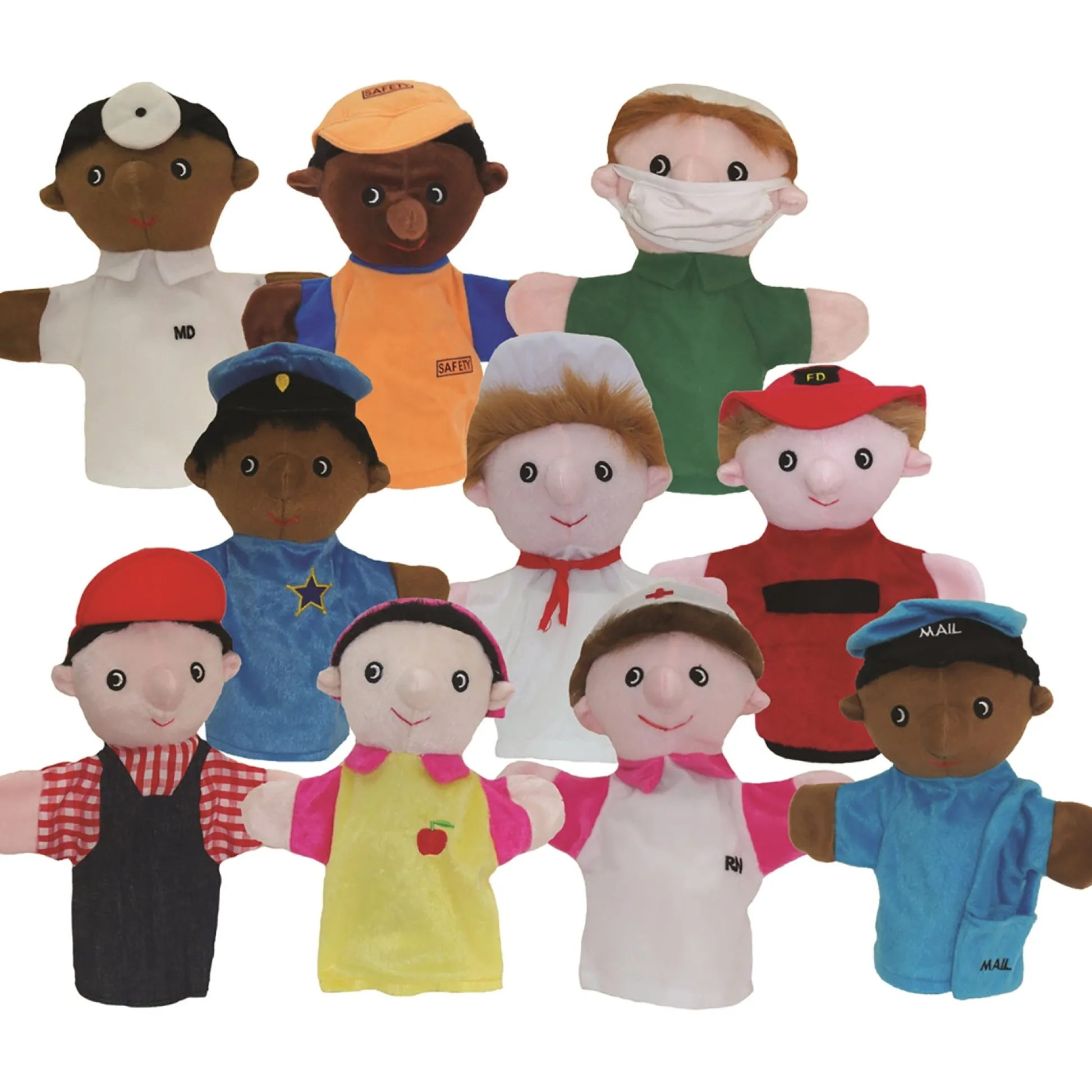 Educators Resource Get Ready Kids Multicultural Community Helper Puppet Set, 10 Pieces* Puppets & Puppet Theaters|Dress Up