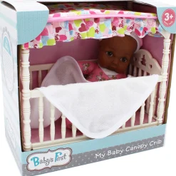 Flat River Group Goldberger 9" Doll with Canopy Crib - Cozy Nightcap Ensemble* Stuffed Animals & Plush Toys|Social & Emotional Skills