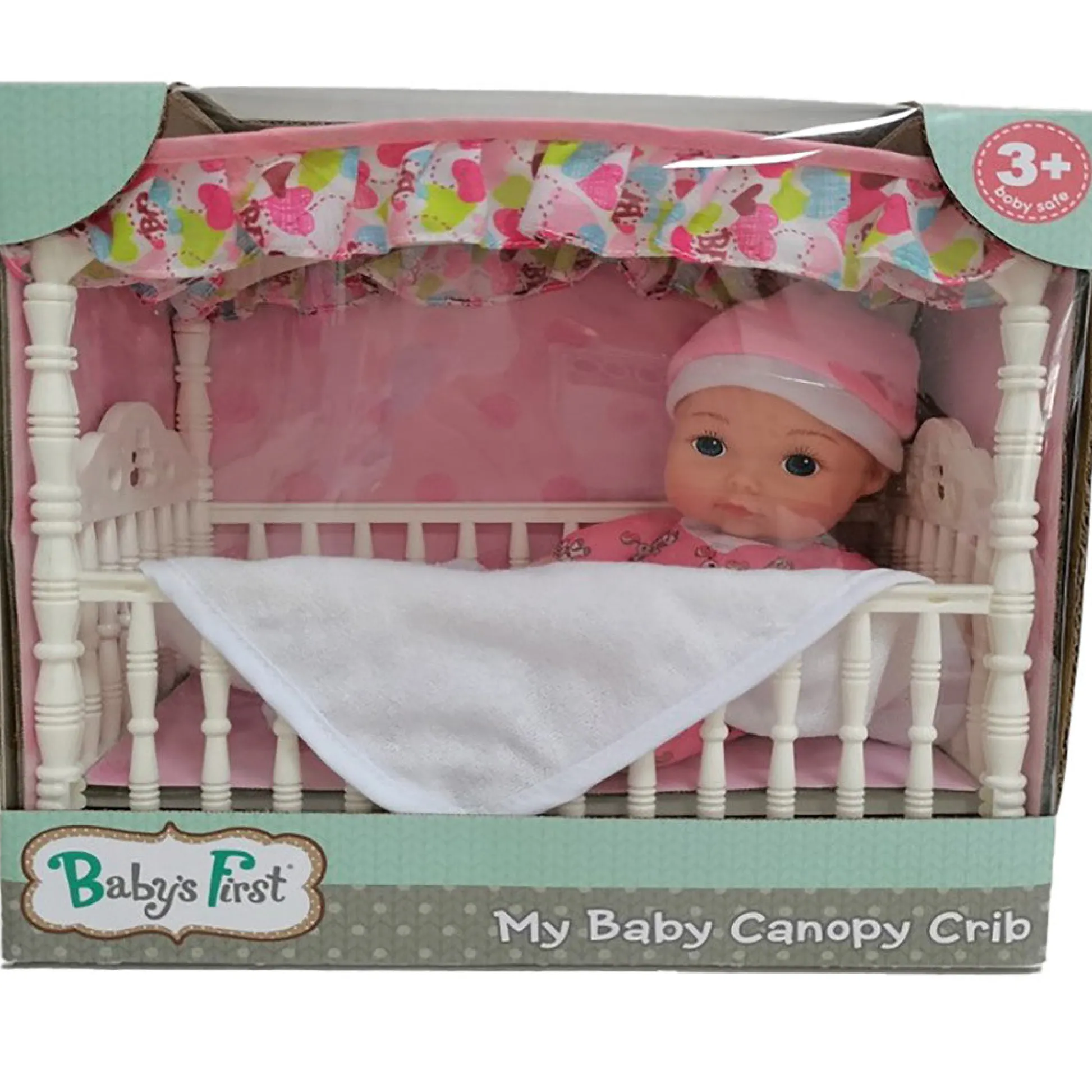 Flat River Group Goldberger Baby's First Deluxe Canopy Crib with 9" Toy Doll Playset* Stuffed Animals & Plush Toys|Social & Emotional Skills