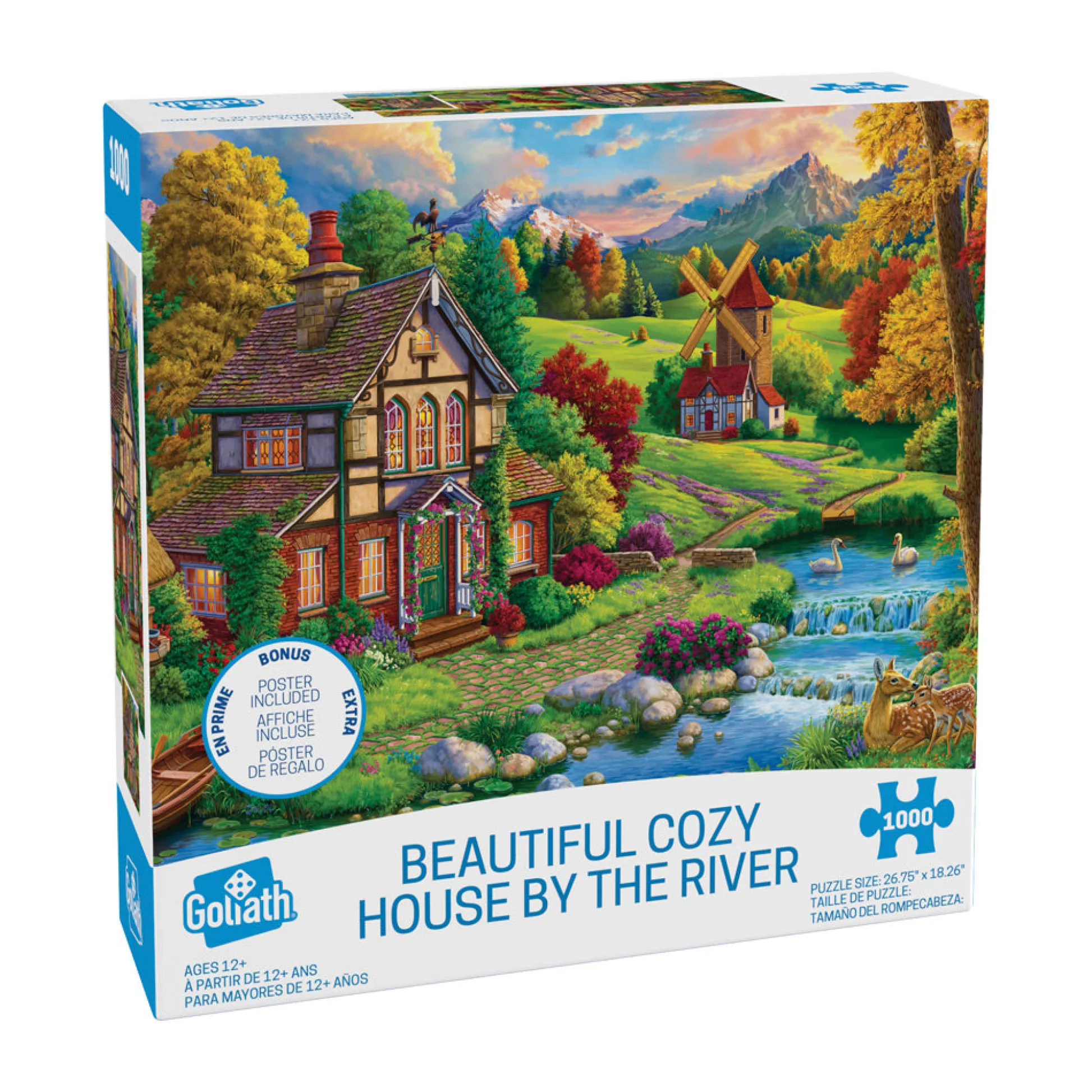 AreYouGame Goliath Beautiful Cozy House by the River Jigsaw Puzzle - 1000 pc* Puzzles