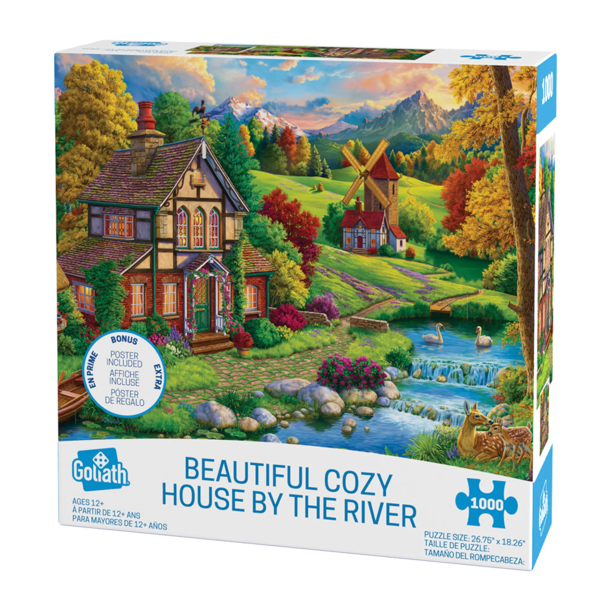 AreYouGame Goliath Beautiful Cozy House by the River Jigsaw Puzzle - 1000 pc* Puzzles