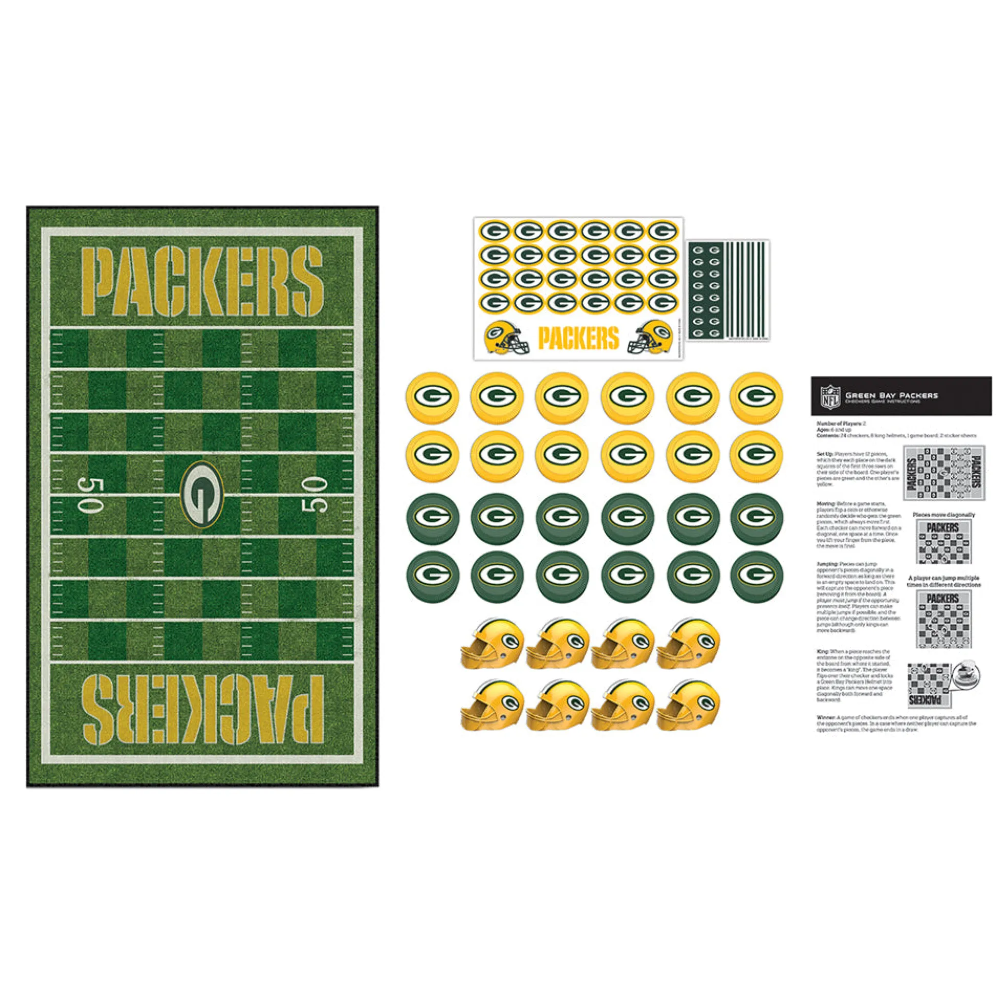AreYouGame Green Bay Packers NFL Checkers Game Set* Board Games|Role-Playing Games