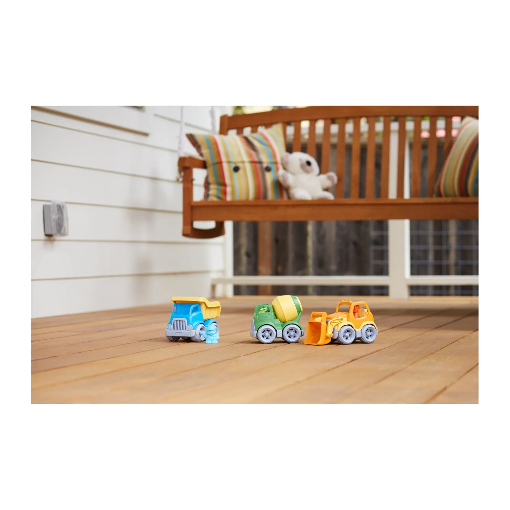 AreYouGame Green Toys Eco-Friendly 3-Piece Construction Truck Set with Play Dogs* Preschool Vehicles|Preschool Education Toys & Activities