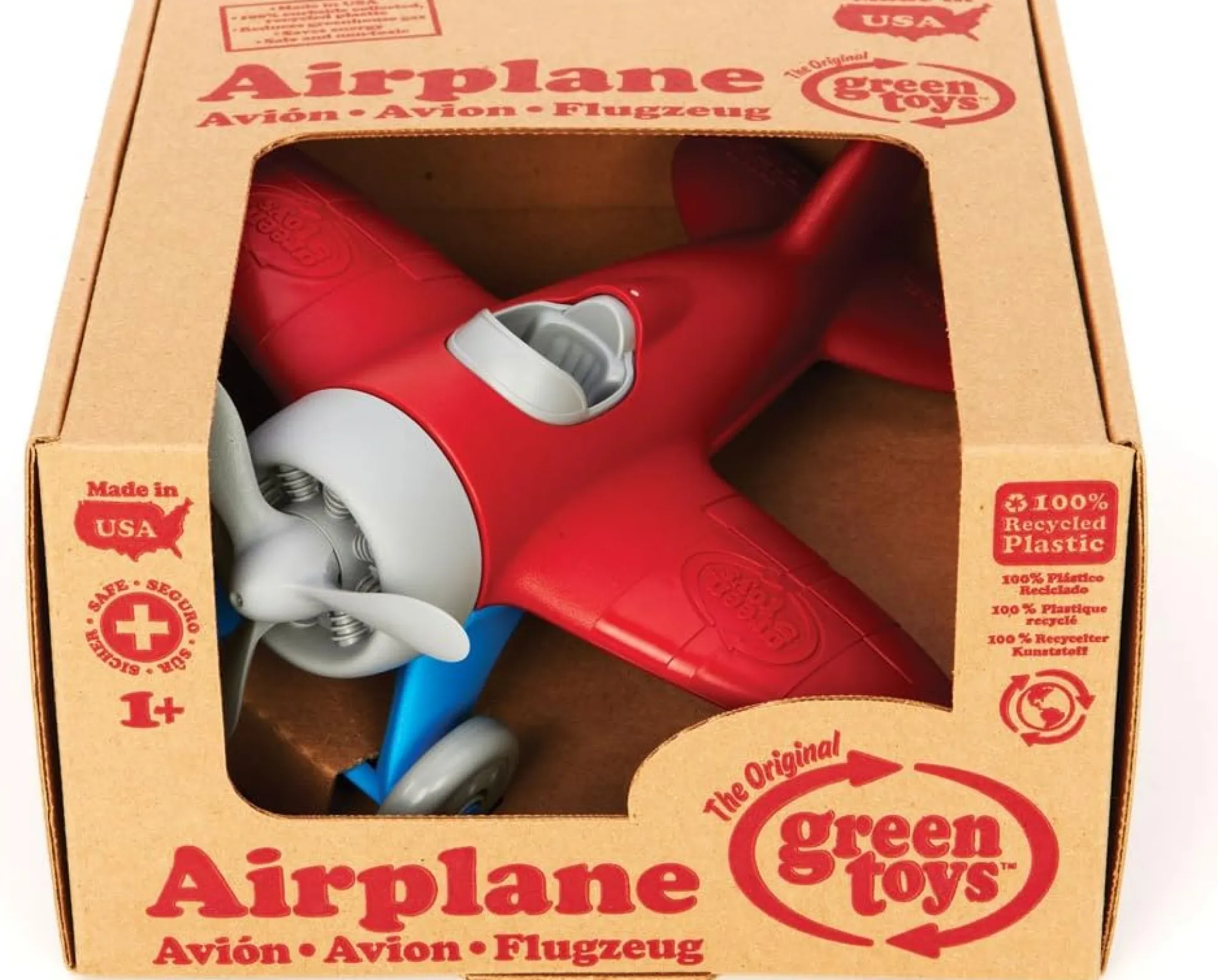 The Distribution Solutions Green Toys Eco-Friendly Red Airplane for Children - BPA & Phthalates Free* Preschool Education Toys & Activities|Preschool Vehicles