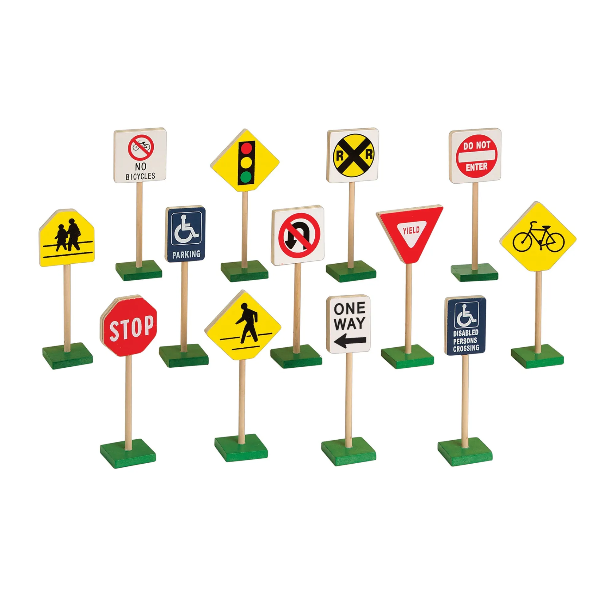 Educators Resource Guidecraft Traffic Adventure - 7" Wooden Block Play Traffic Signs - 13 Piece Set* Preschool Building Sets & Blocks|Social & Emotional Skills