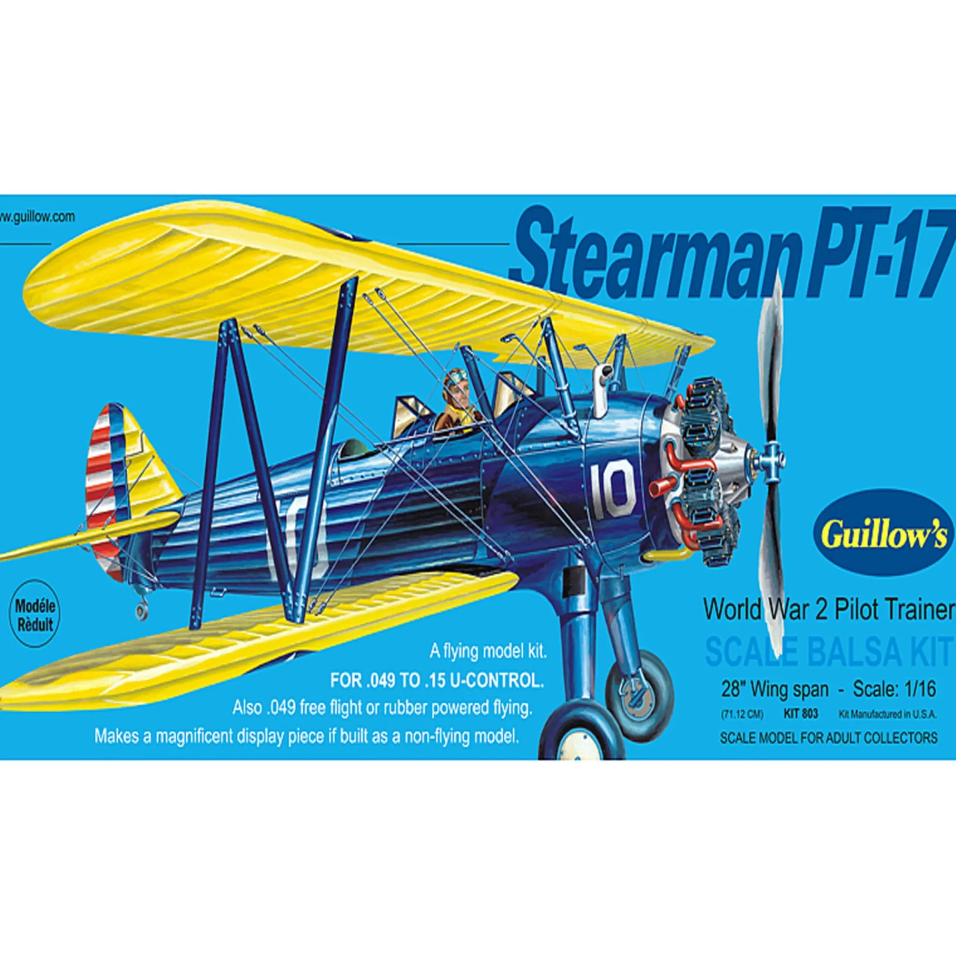 Flat River Group Guillow's Stearman PT-17 1/16 Scale Model Kit with 28" Wingspan* Model Kits