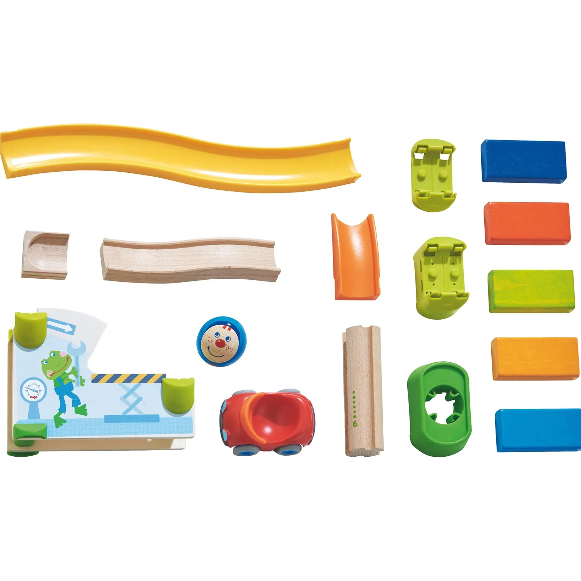 HABA USA HABA Kullerbu Jump into Car Dominos Play Set - Interactive Track and Ball Set* Preschool Vehicles|Preschool Education Toys & Activities