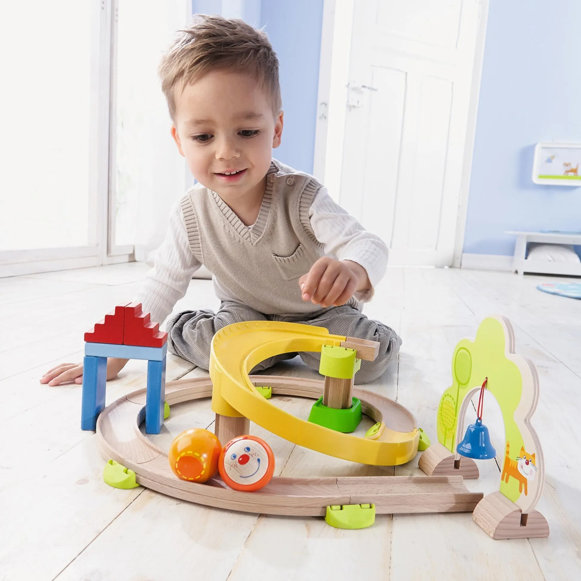 HABA USA HABA Kullerbu Spiral 26 Piece Starter Track Set - Interactive Play System* Preschool Vehicles|Preschool Education Toys & Activities
