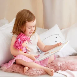 HABA USA HABA Lilli-Lou 12-inch Soft Doll with Pink Chenille Hair* Fashion Dolls|Stuffed Animals & Plush Toys