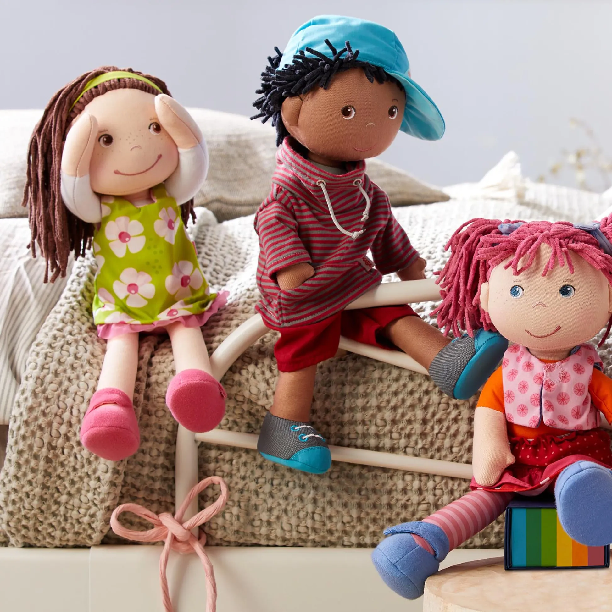 HABA USA HABA Lilli-Lou 12-inch Soft Doll with Pink Chenille Hair* Fashion Dolls|Stuffed Animals & Plush Toys