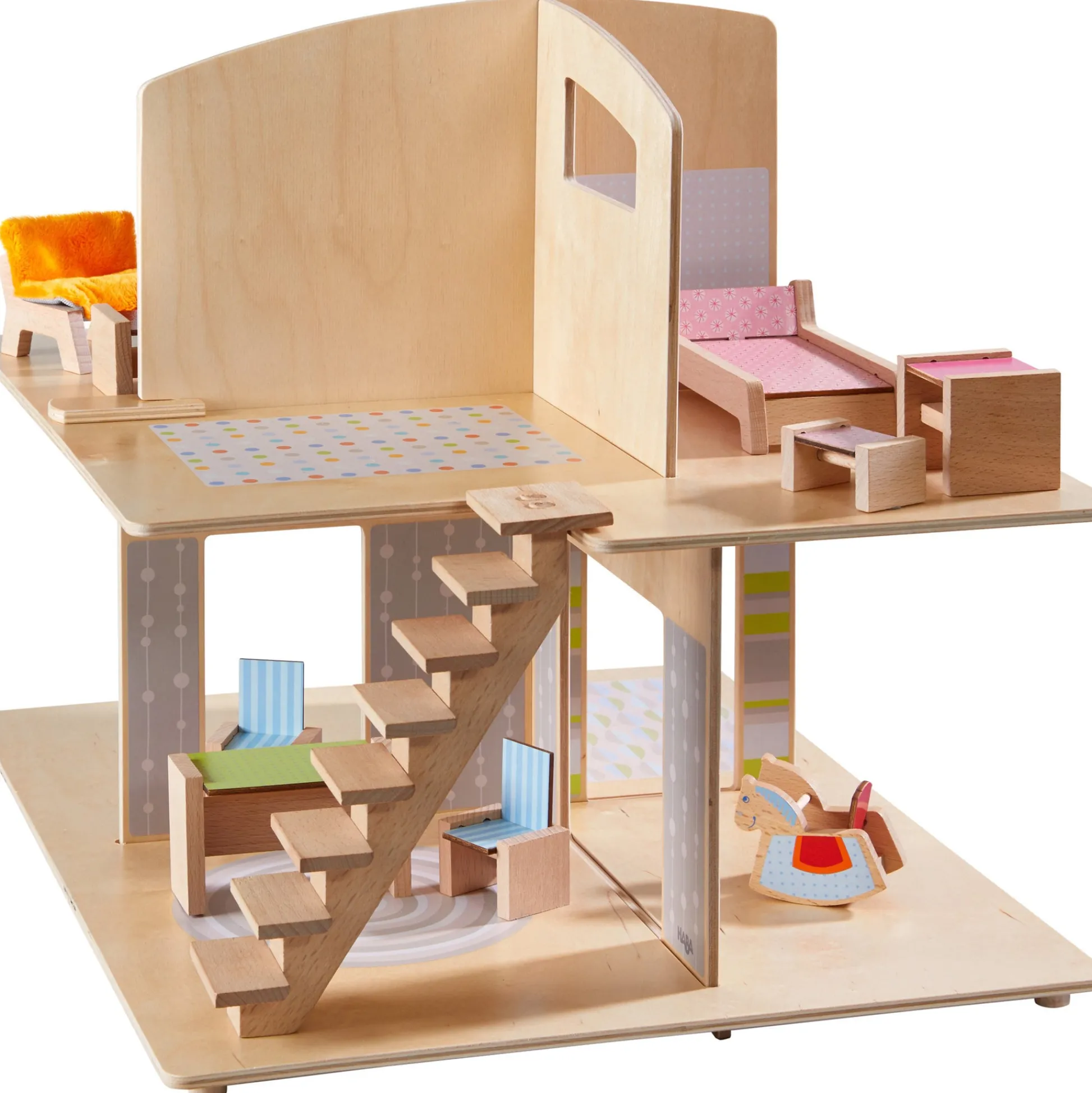 HABA USA HABA Little Friends Town Villa Dollhouse with Furniture* Doll Houses, Furniture & Accessories|Social & Emotional Skills