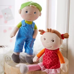 HABA USA HABA Snug Up Doll Till - 10 inch Soft Toddler Doll with Blue Overalls* Stuffed Animals|Stuffed Animals & Plush Toys