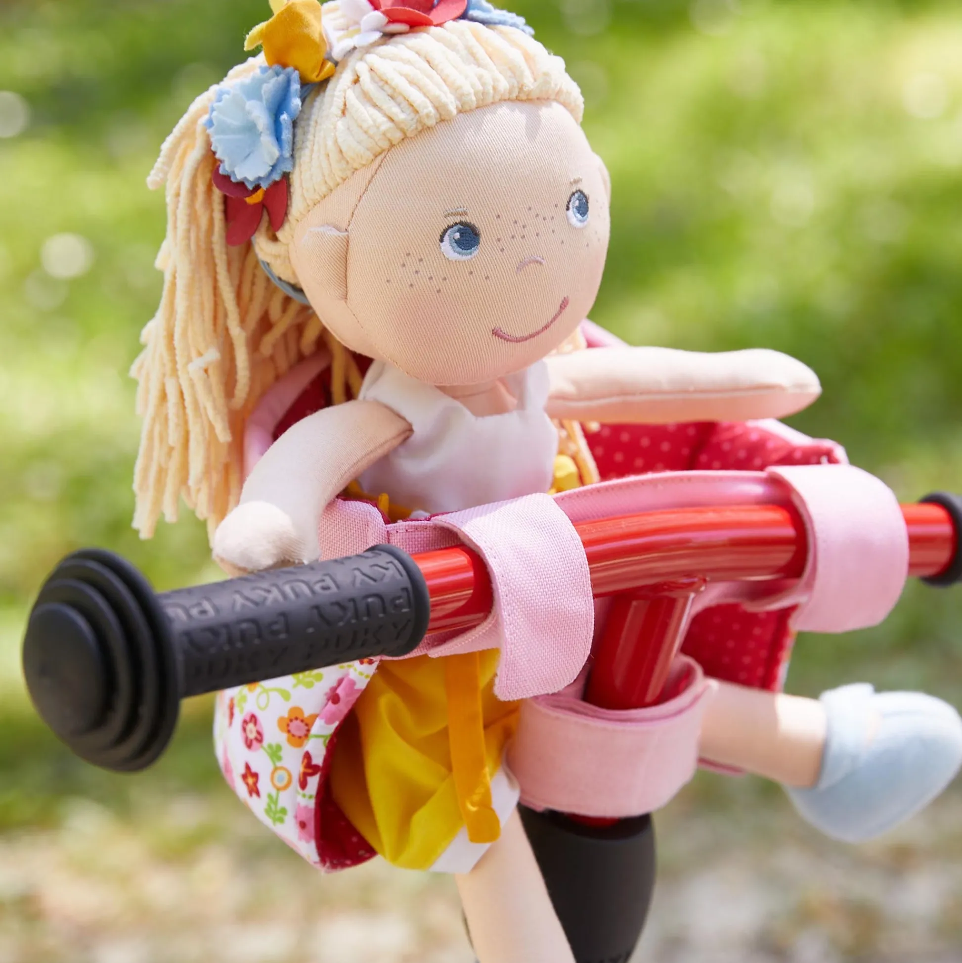 HABA USA HABA Soft Doll's Bike Seat - Flower Meadow Design, Easy Attach* Stuffed Animals & Plush Toys