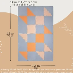 Flat River Group Hakuna Matte: Chic Baby Play Mat - Grey-Beige-Orange, 72x48", 48 Tiles* Developmental Toys