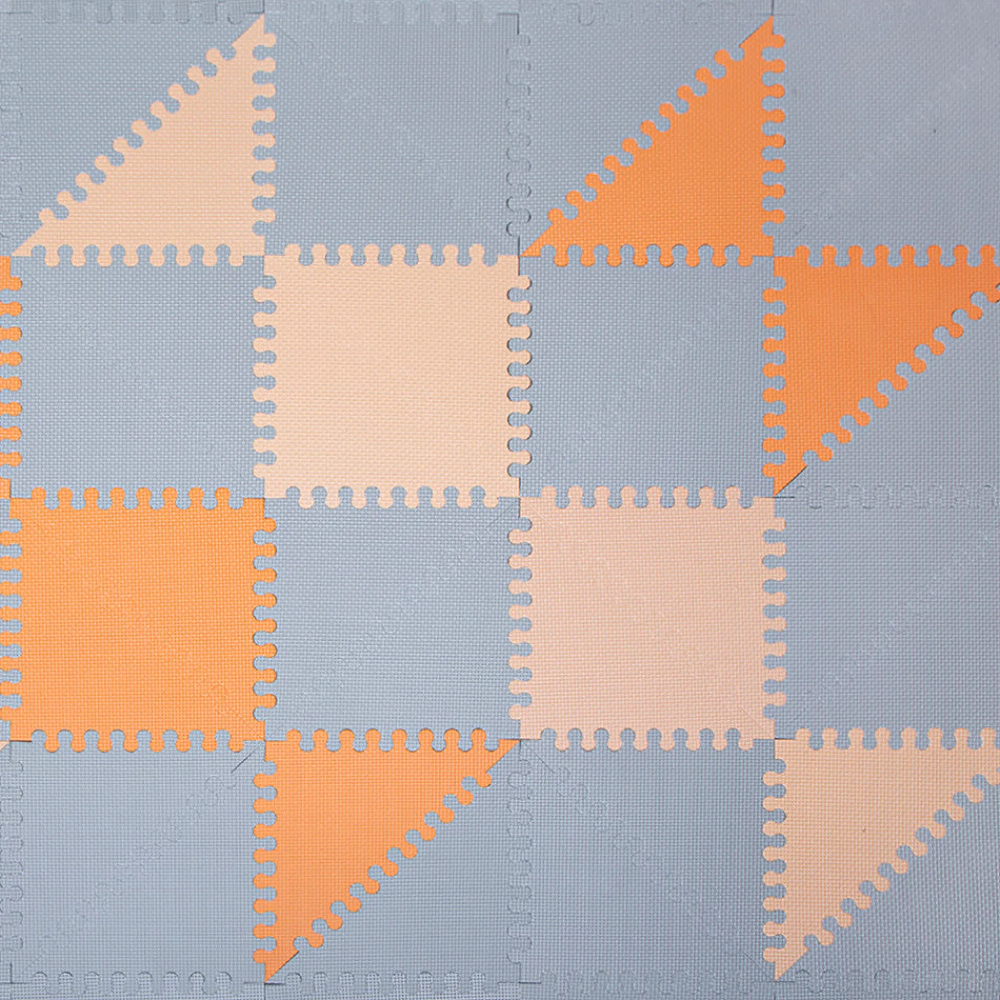 Flat River Group Hakuna Matte: Chic Baby Play Mat - Grey-Beige-Orange, 72x48", 48 Tiles* Developmental Toys