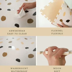 Flat River Group Hakuna Matte Stylish Baby Play Mat: Confetti & White Design - 72x48', 6 XXL Foam Floor Tiles* Activity Centers