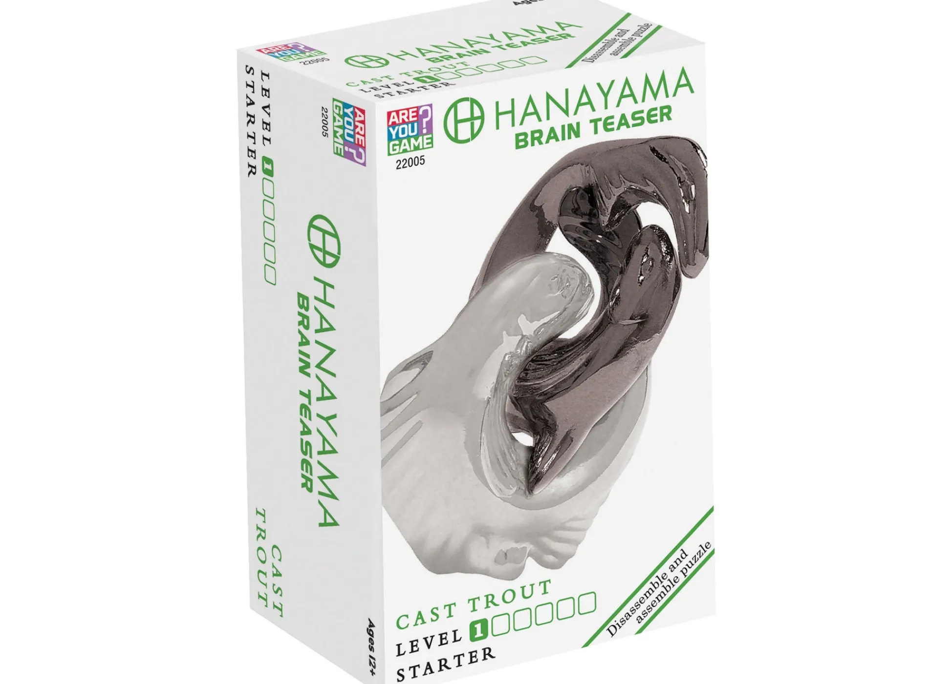 AreYouGame Hanayama Cast Metal Brain Teaser Puzzle - Level 1 Trout* Puzzles