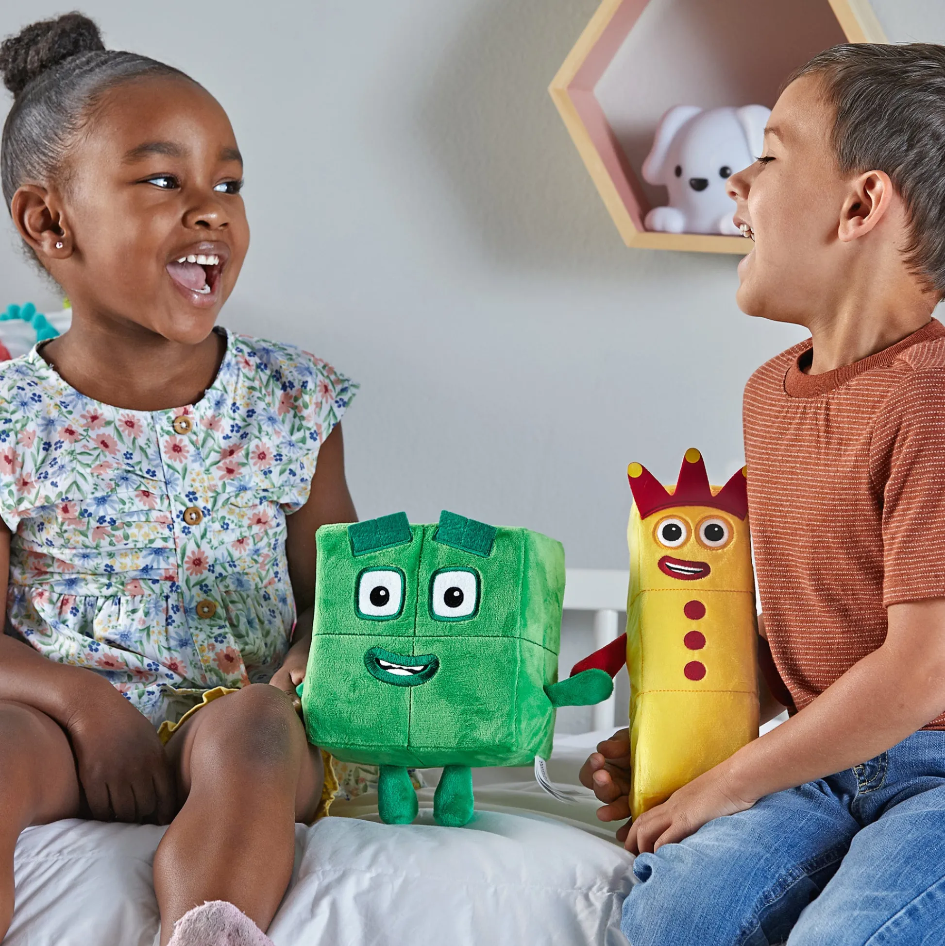 Educators Resource Hand2Mind Numberblocks 3 & 4 Playful Pals Plush - Yellow & Green* Stuffed Animals|Stuffed Animals & Plush Toys