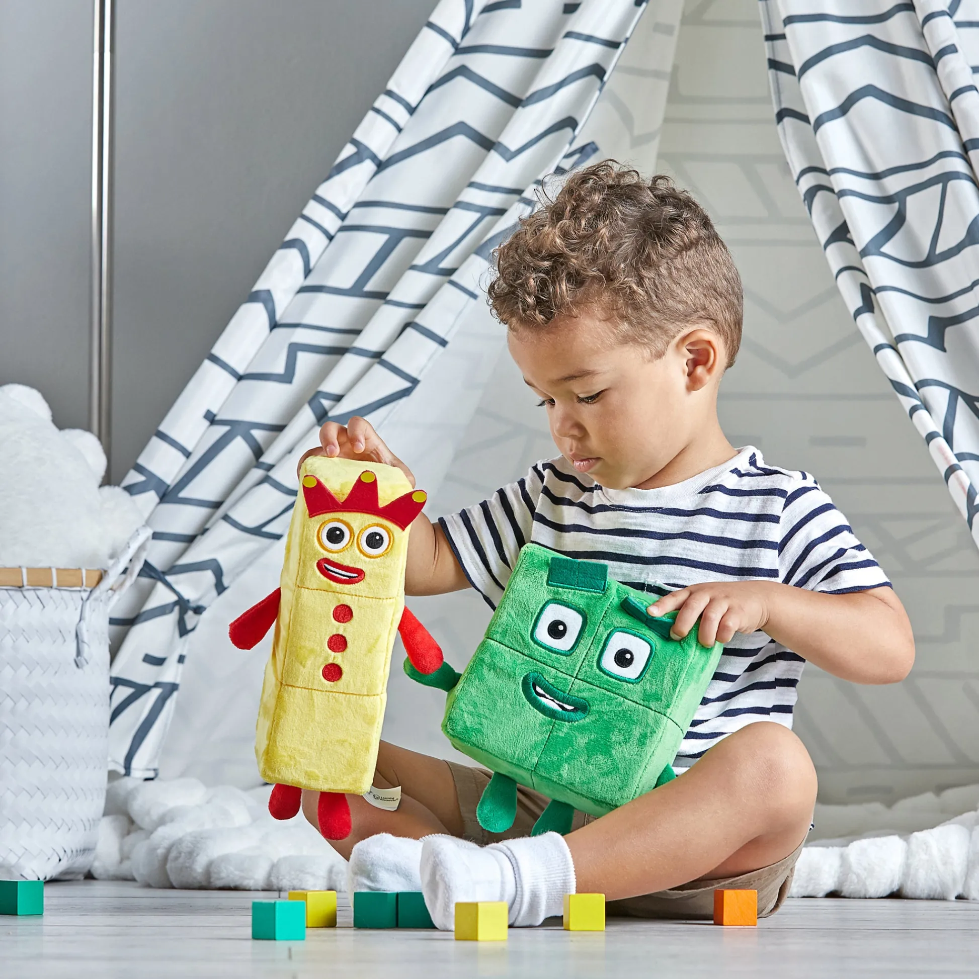 Educators Resource Hand2Mind Numberblocks 3 & 4 Playful Pals Plush - Yellow & Green* Stuffed Animals|Stuffed Animals & Plush Toys
