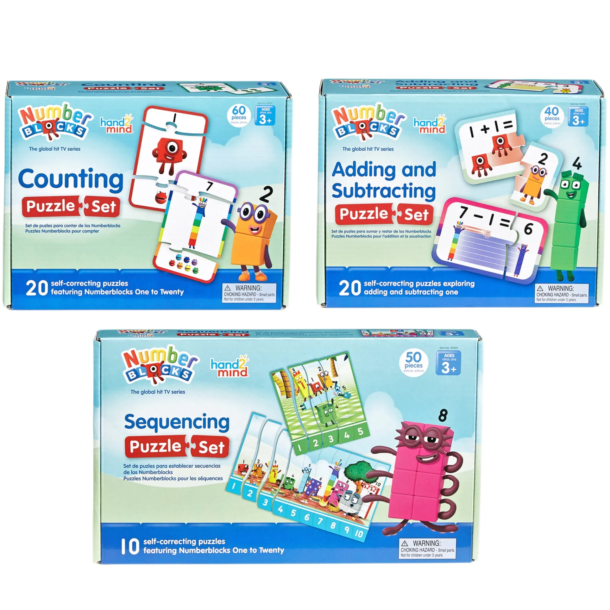 Educators Resource Hand2Mind Numberblocks Math Puzzle 3-Pack - Counting, Addition, Sequencing* Puzzles|Preschool Education Toys & Activities