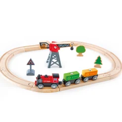 Flat River Group Hape - Cargo Delivery Loop - Battery Powered Engine & Oval Track Railway Set* Trains & Train Tables