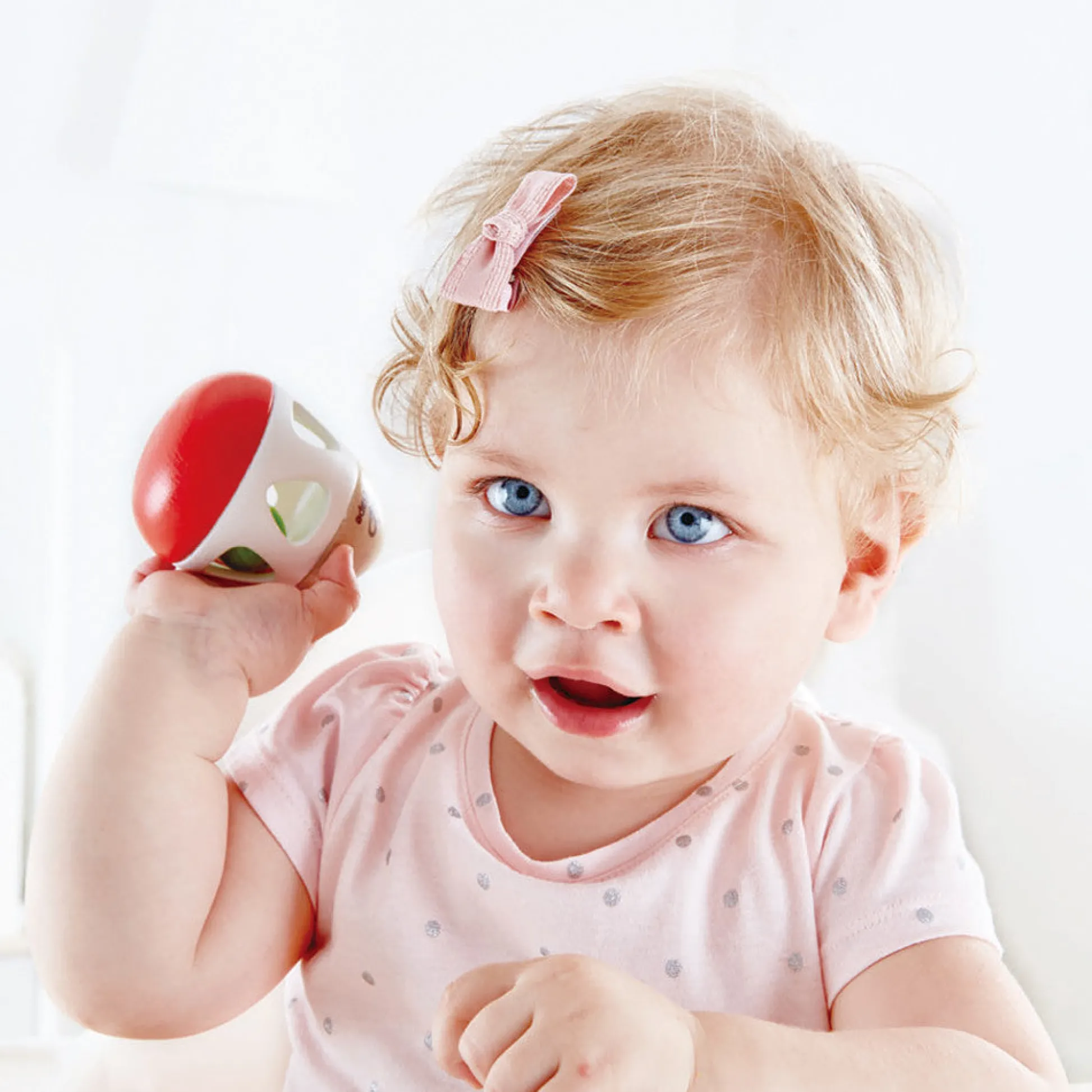 Flat River Group Hape Bell Rattle Toy – Vibrant Red, White & Green* Rattlers & Teethers