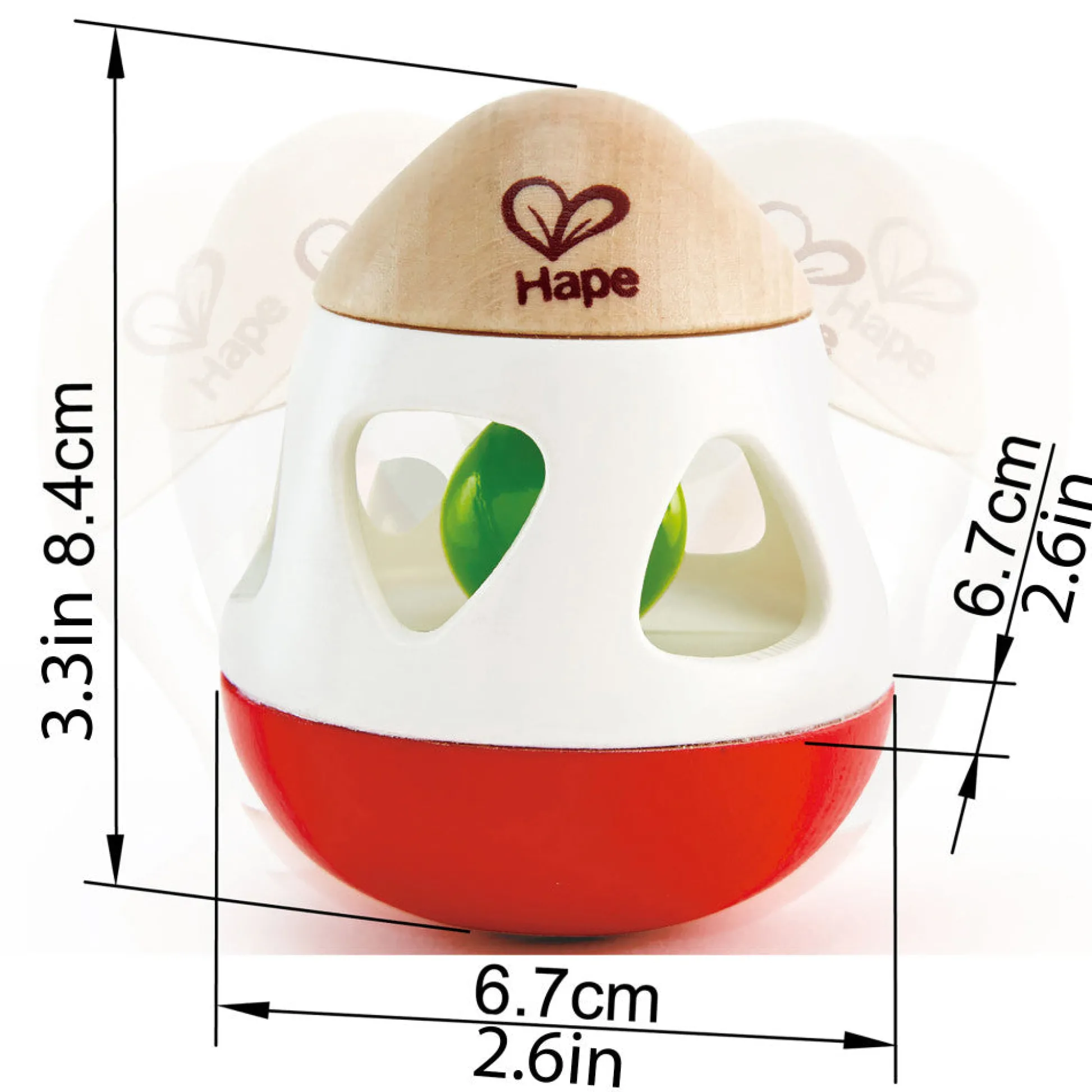 Flat River Group Hape Bell Rattle Toy – Vibrant Red, White & Green* Rattlers & Teethers