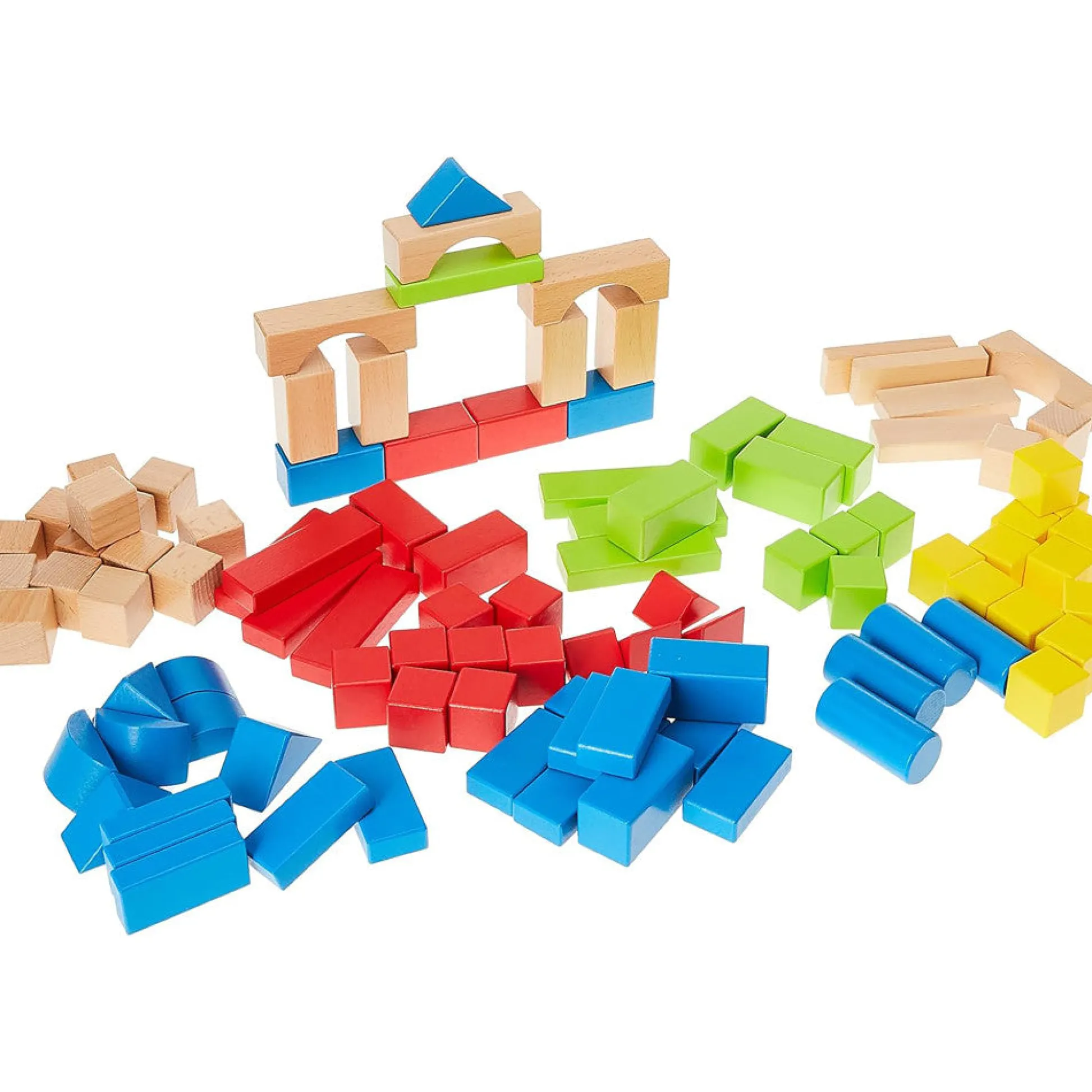 Flat River Group Hape Build Up & Away 100-Piece Colorful Wooden Block Set* Wood & Jumbo Blocks