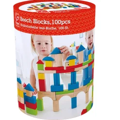 Flat River Group Hape Build Up & Away 100-Piece Colorful Wooden Block Set* Wood & Jumbo Blocks