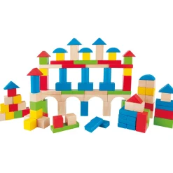 Flat River Group Hape Build Up & Away 100-Piece Colorful Wooden Block Set* Wood & Jumbo Blocks